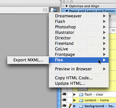 Esportazione html da fireworks cs3