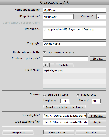 È possibile attivare l’opzione Trasparente, che permette di creare un interfaccia dai contorni irregolari, senza essere limitata ad una forma rettangolare.