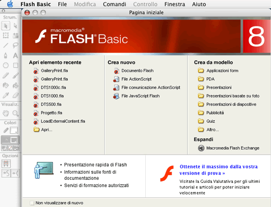 Test adobe flash basic 8