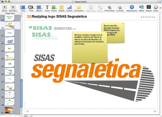 Inserimento promemoria slide iwork 06 keynote