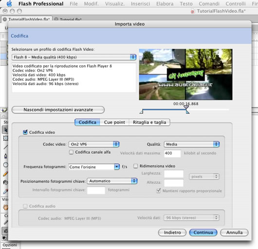 Tutorial video flash 8 cue points