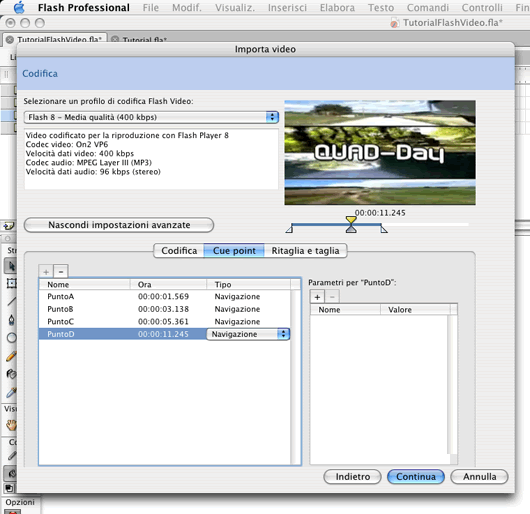 Tutorial video flash 8 cue points